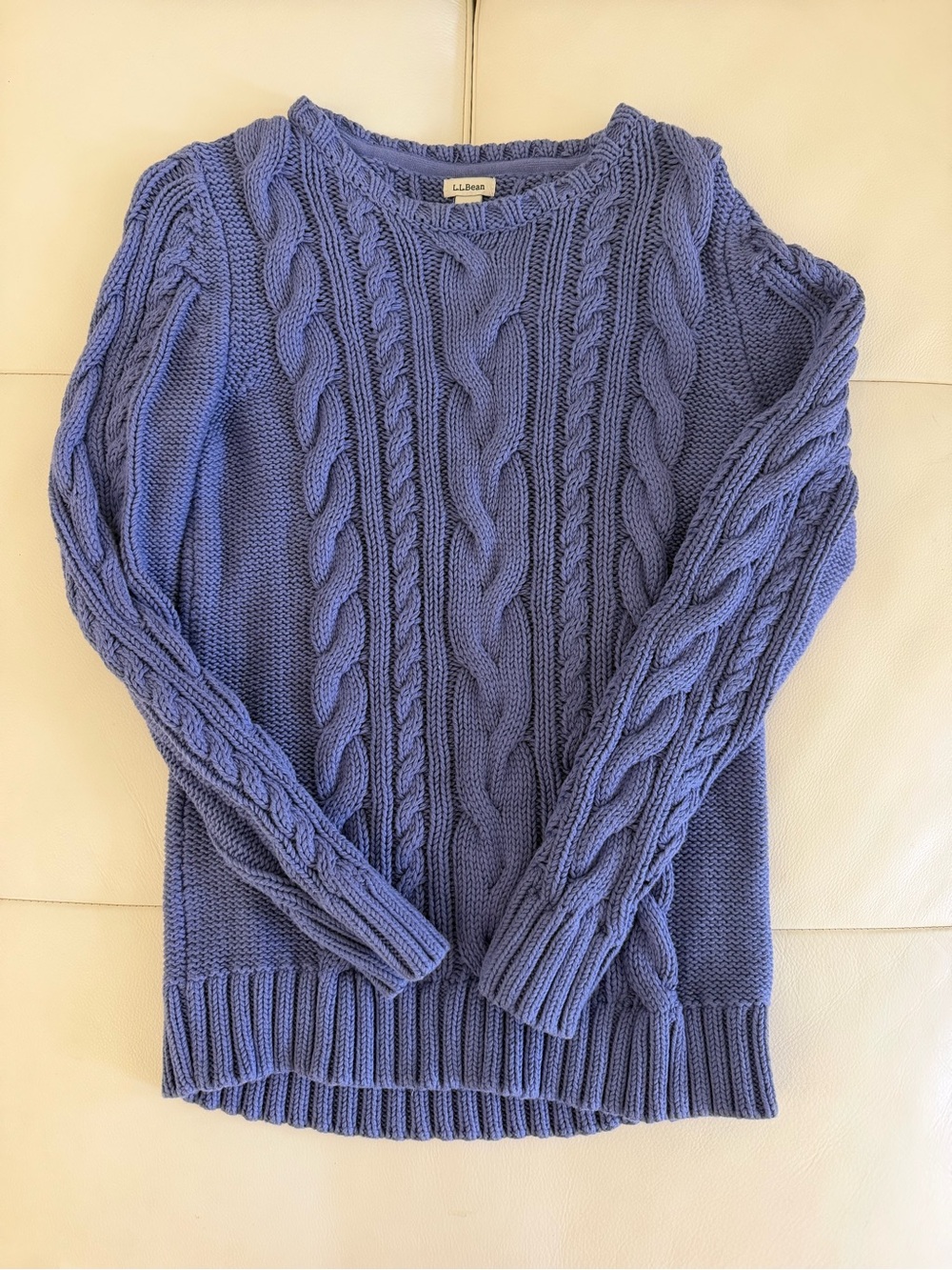 L.L. Bean Women's Cable-Knit Crewneck Sweater - Periwinkle